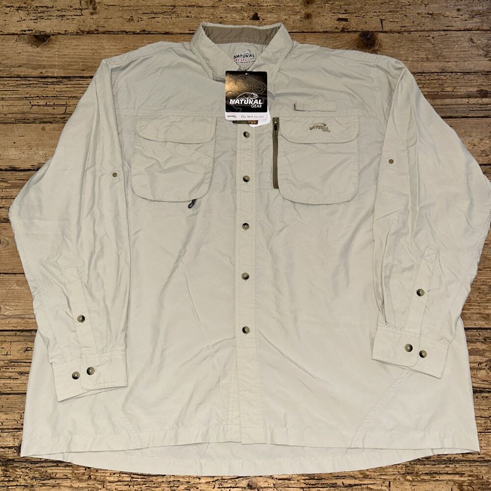 Natural Gear Men’s Size 2XL Sandstone Long Sleeve River Shirt NWT